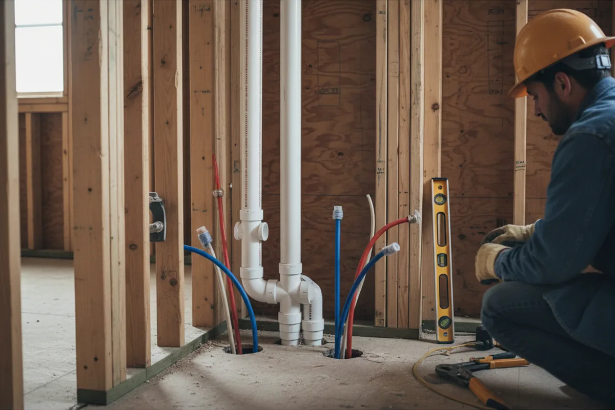 Drain and supply rough-in during Leak Detection in Fort Mc Kavett